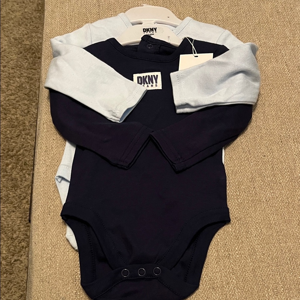 Baby DKNY Bodysuit Set in Navy and Light Blue